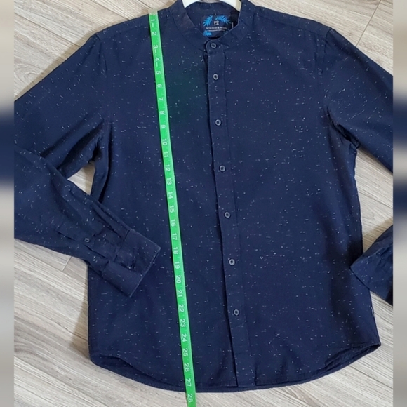 Scotch & Soda Essential Collarless Button Down Shirt, Navy/White Speck, Med, EUC - Picture 7 of 16